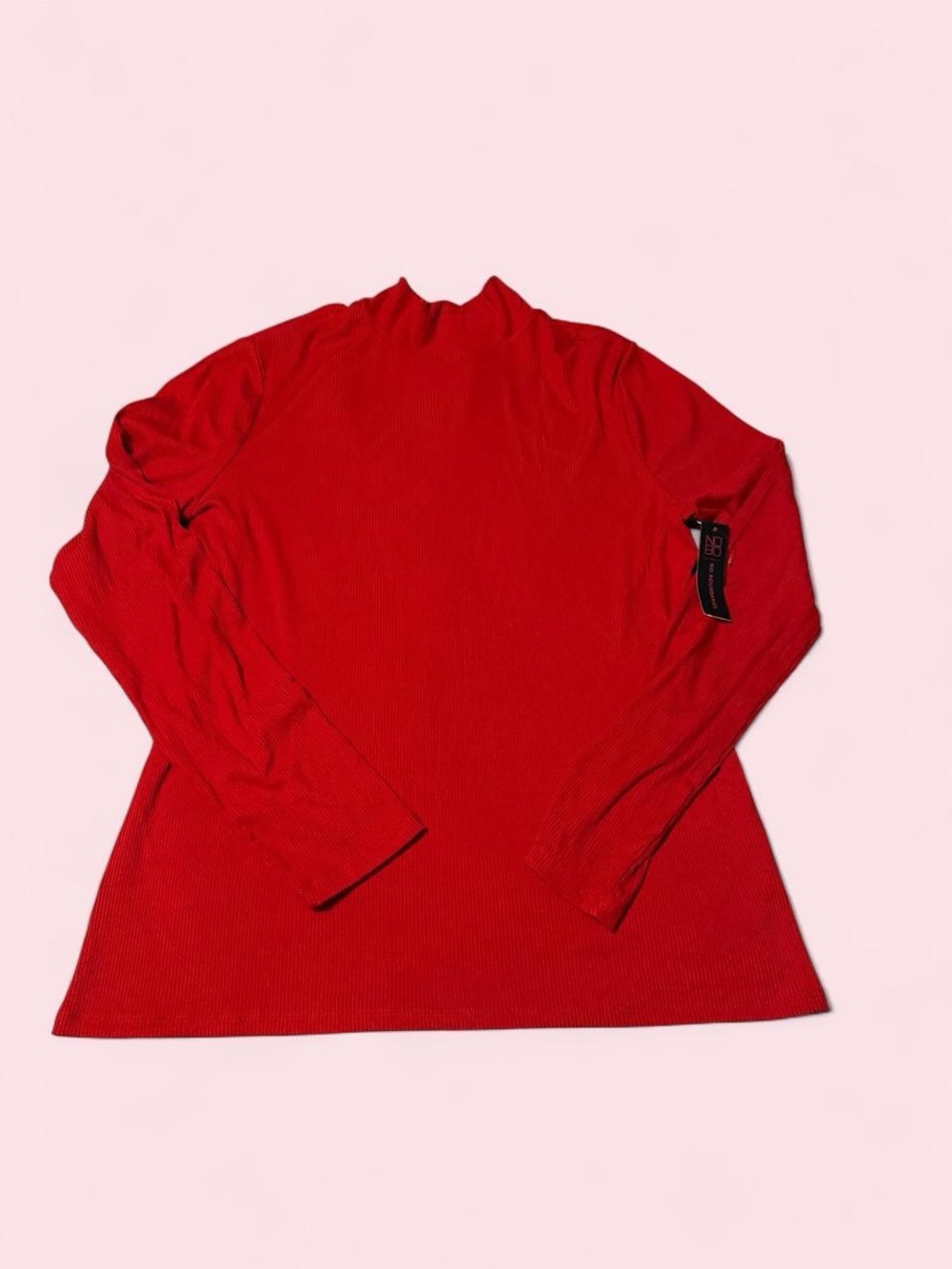 No Boundaries Red Ribbed Mock Neck Long Sleeve Top